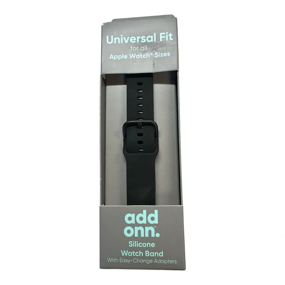 Add Onn. Universal Fit Black Silicone Watch Band New